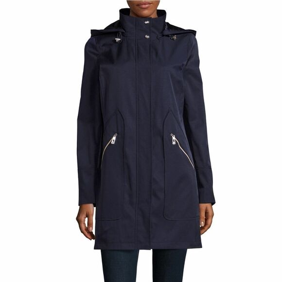 New! IVANKA TRUMP Women's Zip-Front Removable Hood Anorak Jacket Size Small Blue - Picture 1 of 3
